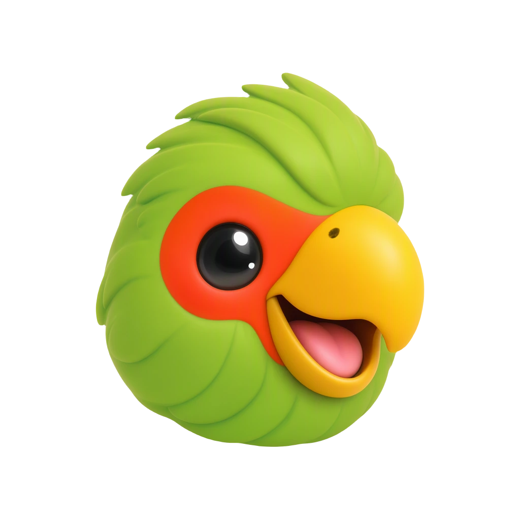 GoParoli mascot: a smiling green parrot with a yellow beak.